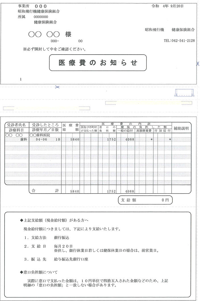 医療費のお知らせ